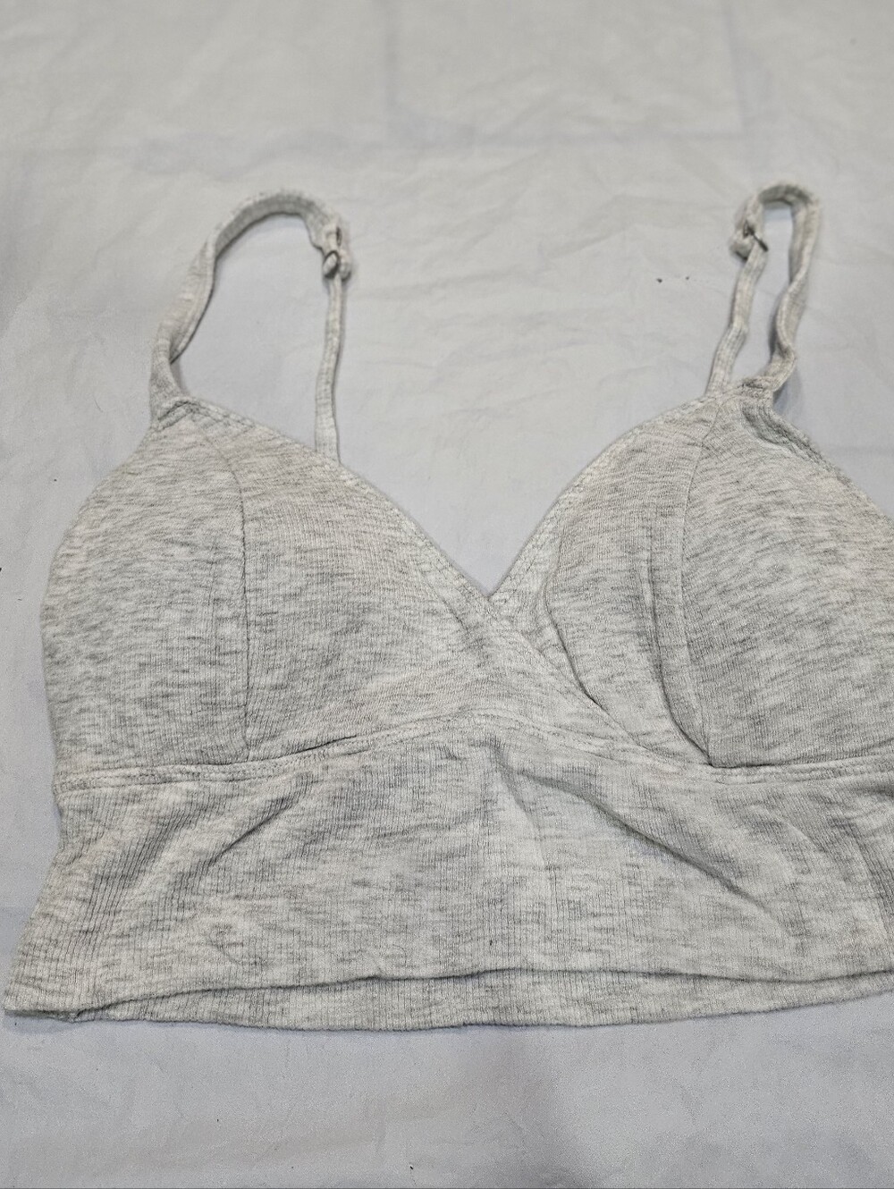 Gilly Hicks Gray Ribbed Cross Front Bralette S